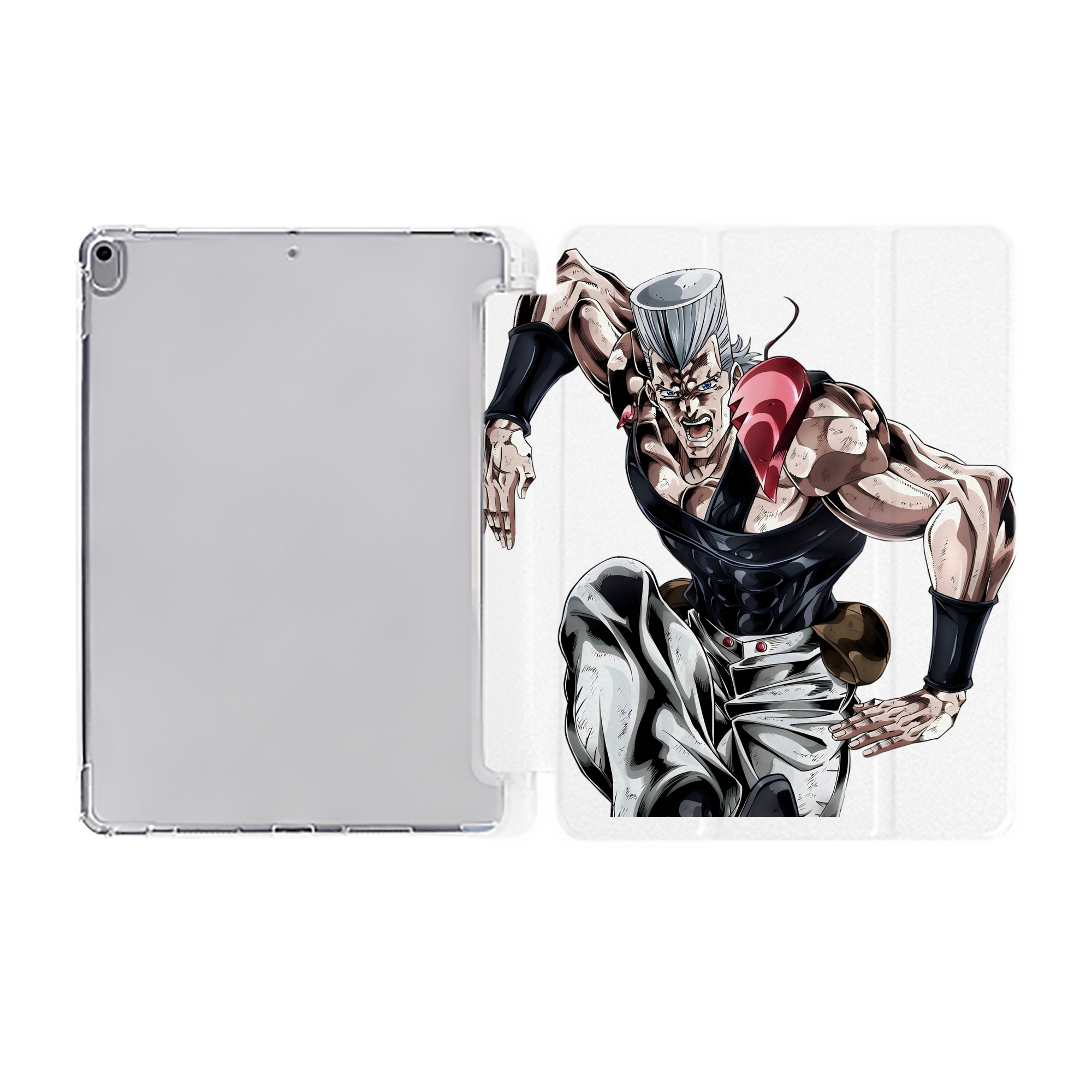 （画像用） ジョジョの奇妙な冒険 ジャン＝ピエール?ポルナレフ JoJo's Bizarre Adventure Jan Pierre Polnareff IPad ケース ペン収納付き 三つ折りスタンド PUレザー×シリコン 対応機種9.5/10.5/10.9インチ